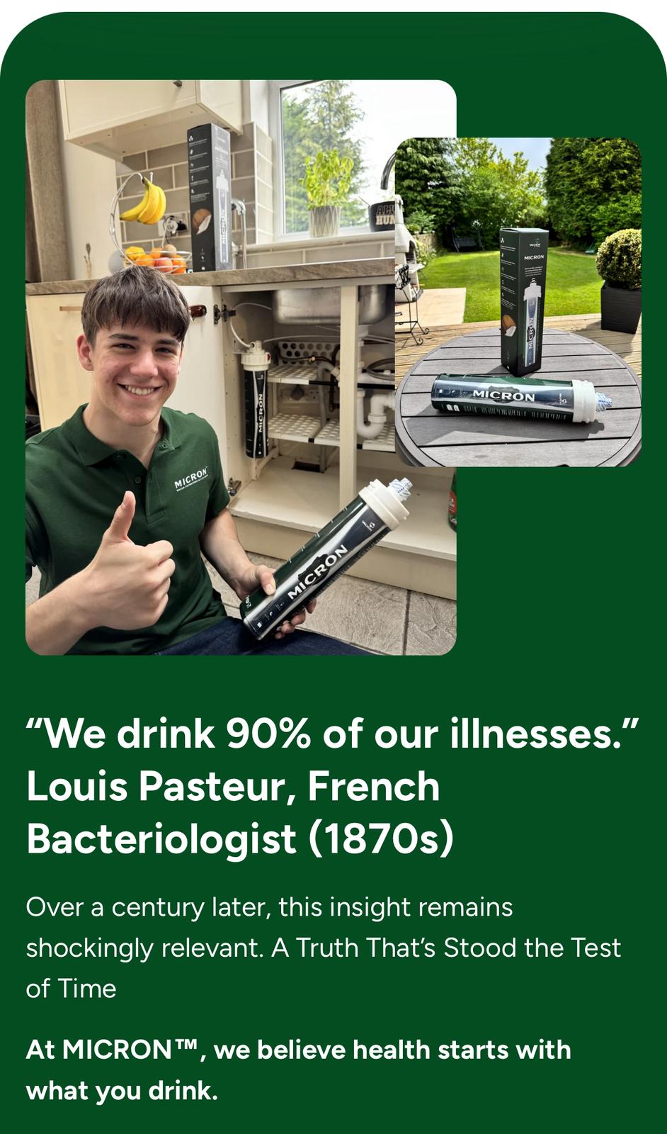 (*) FREE INSTALLATION and 100 DAYS money-back Guarantee Micron™ Water Filter - ( t/c : Solihull and Birmingham customers)